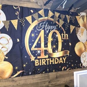 Happy 40th Birthday banner / tapestry